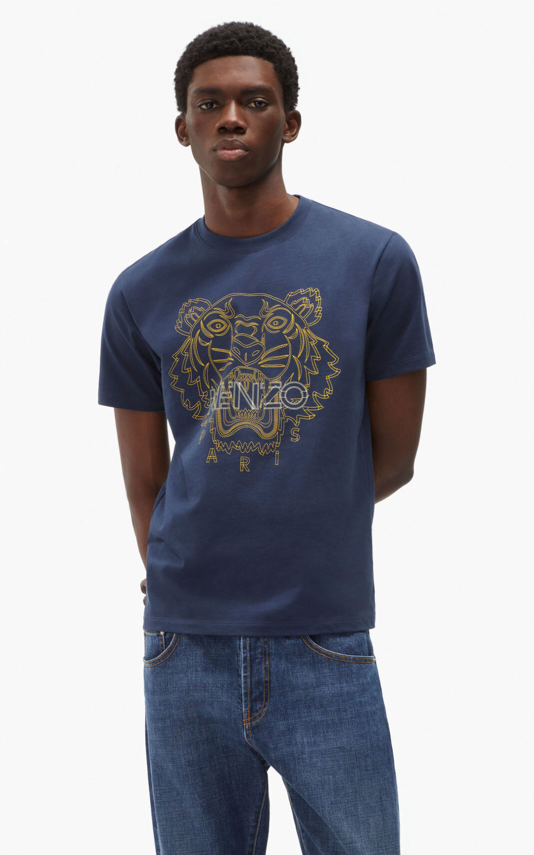 Kenzo Tiger T Shirt Navy Blue For Mens 9578TJNKF